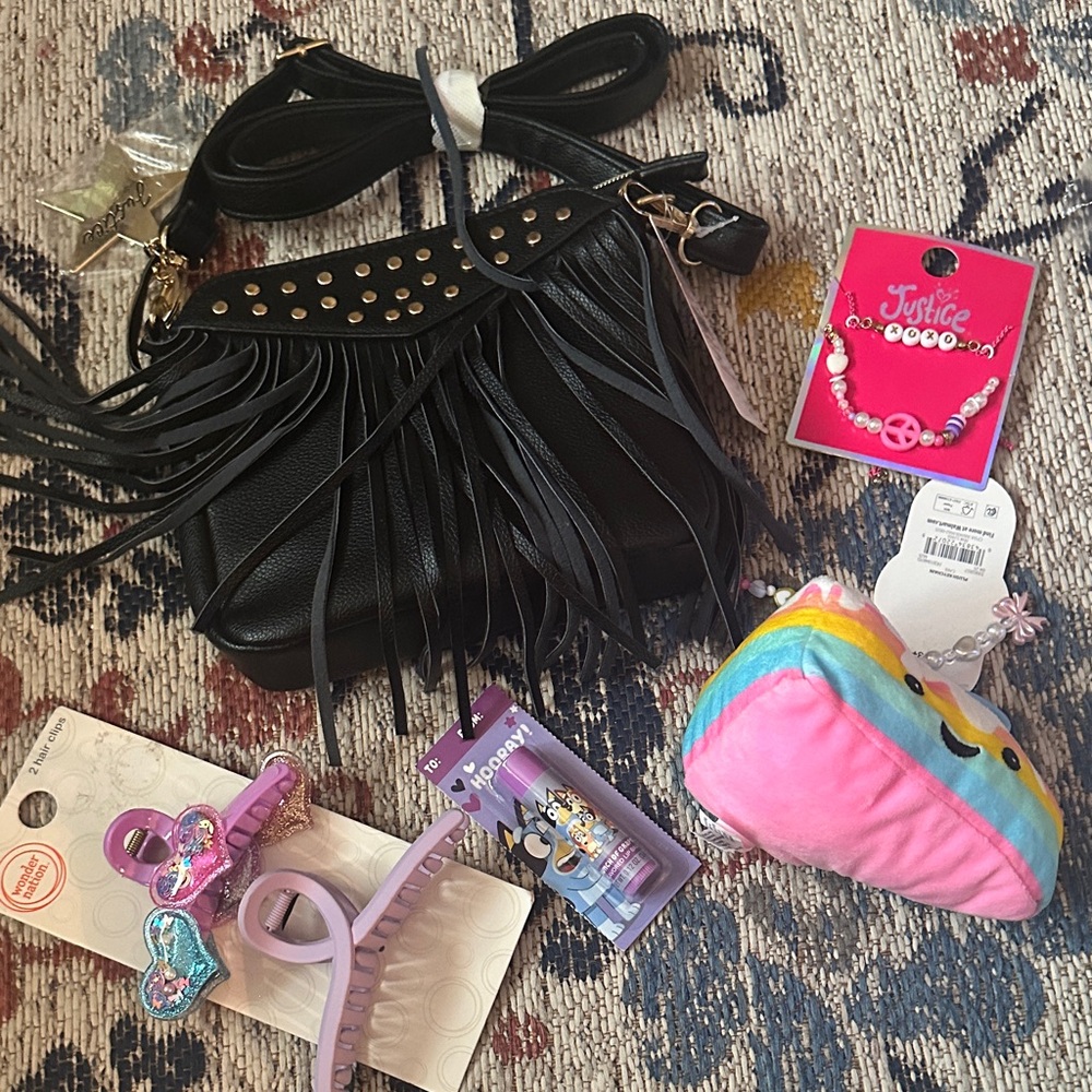 Black Fringe Kids Shoulder Bag and accessories